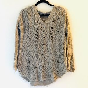 Free People Brown V-Neck Tunic Sweater Size Small